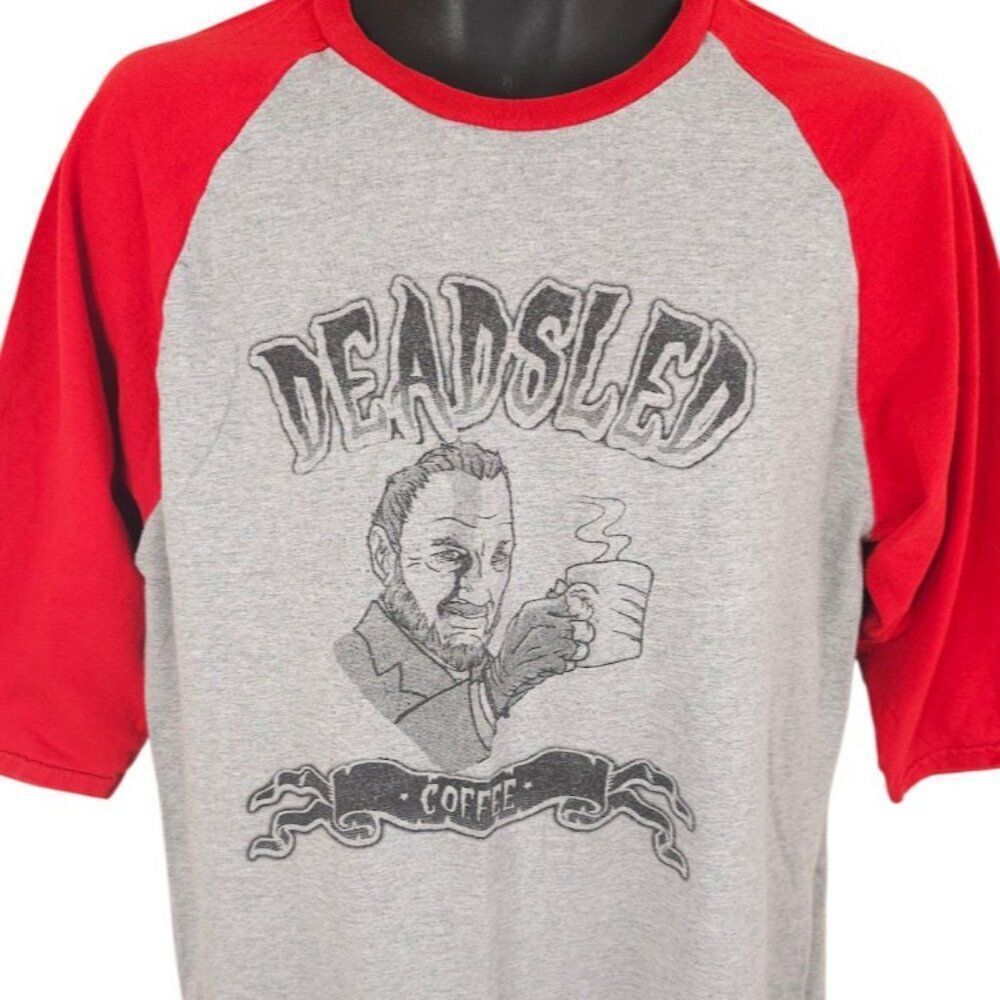 Dead Sled Coffee T Shirt Mens Size Large Gray Red Robert Englund Nightmare Blend